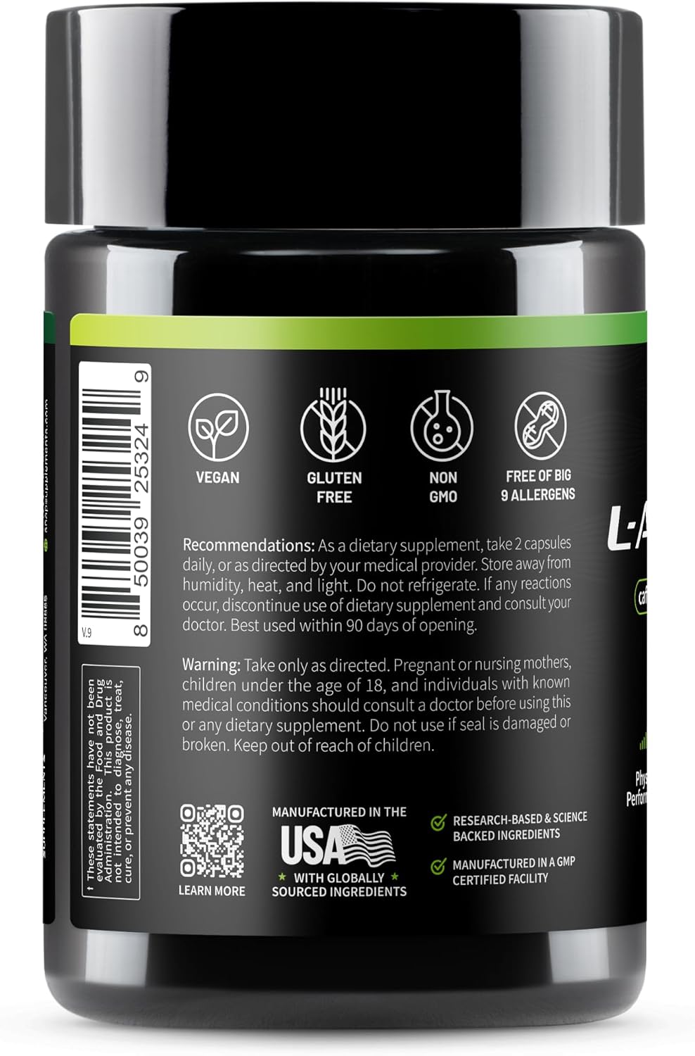 Snap Supplements L-Arginine, L-Citrulline & 3 Forms of L-Arginine, 60 Count | Support Healthy Circulation, Nitric Oxide & Exercise Performance, Vegan, Gluten-Free, Non-GMO, 30-Day Supply