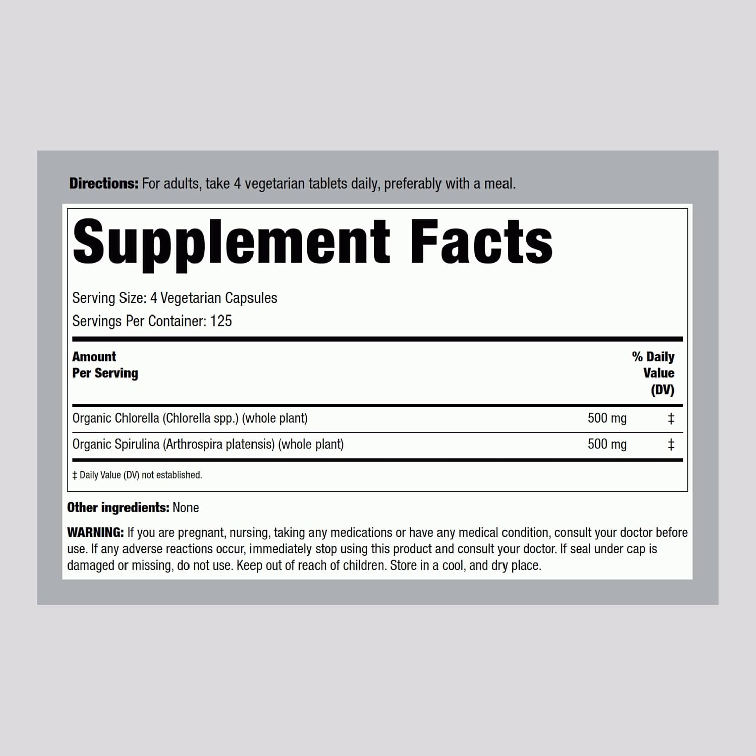 Piping Rock Chlorella Spirulina Organic | 500 Tablets | Vegetarian, Non-GMO and Gluten Free Supplement