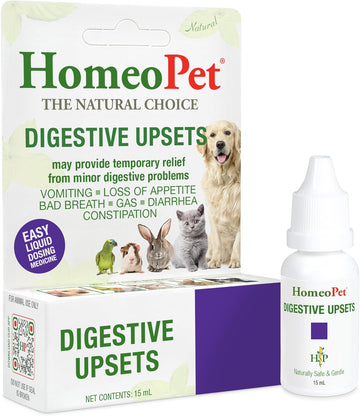 HomeoPet Digestive Upsets, Supplement for Dogs and Cats, 15 Milliliters | Natural digestive support for cats, dogs, and other pets, safe homeopathic formula, liquid drops suitable for daily use