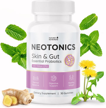 Neotonics Probiotic Gummies – Botanical Blend – 30 Ct, 1 Month Supply | Chewable probiotic gummy with Bacillus Coagulans, prebiotic inulin & botanicals | Non-GMO, Stimulant-Free | Daily gummy