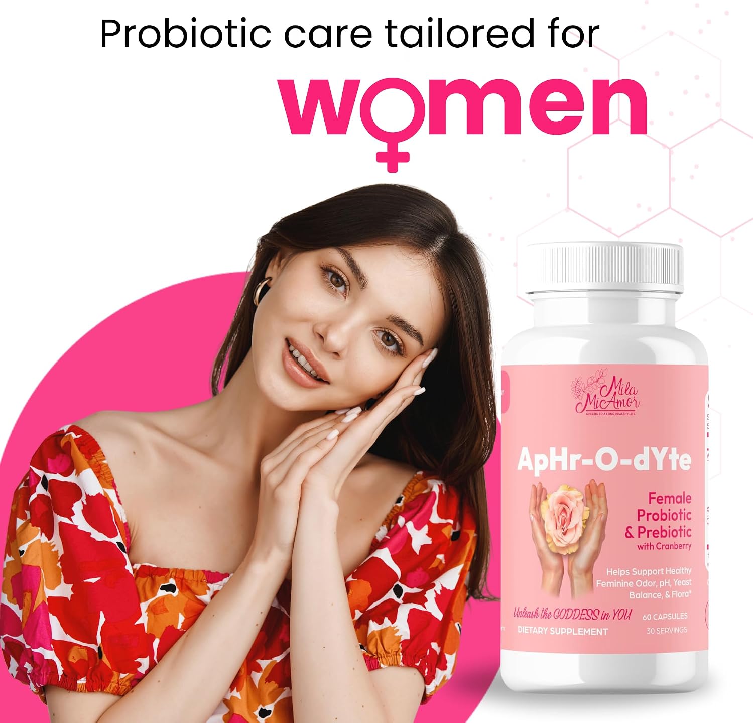 Mila Miamor ApHr-O-dYte Women’s Probiotic and Prebiotic with Cranberry - Gluten-Free, Non-GMO Supplement for Feminine Health, pH Balance, Odor Control, Urinary Tract - 60 Capsules