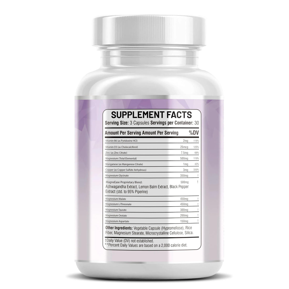 Bottle of Kun-Sha Magnesium Complex supplement on a white background