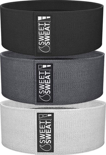 Sweet Sweat Hip Bands with 3 Levels of Resistance | Non-Slip Fabric Booty Bands for Squats & Lunges | Includes Free Mesh Carrying Bag Sports Research buy supplements Au