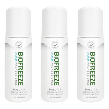 Biofreeze Professional Pain Relief Roll On, Travel Size Arthritis Discomfort Reliever, Fast Acting & Long Lasting Formula, Cooling Menthol Gel 3 Fl Oz (Pack of 3) BiofreezeBuy Supplements Australia