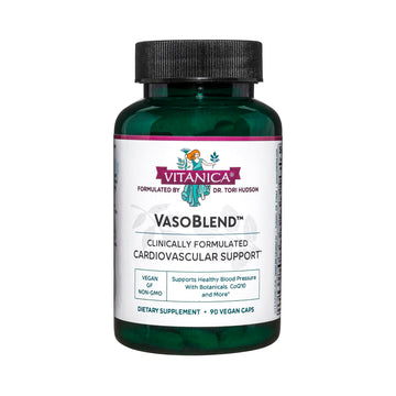 Vitanica VasoBlend - Heart Health Supplement with Folic Acid, Magnesium, CoQ10 & Terminalia Arjuna Bark - Heart Health Supplement - Consumer Line - 90 Vegan Caps VitanicaBuy Supplements Australia