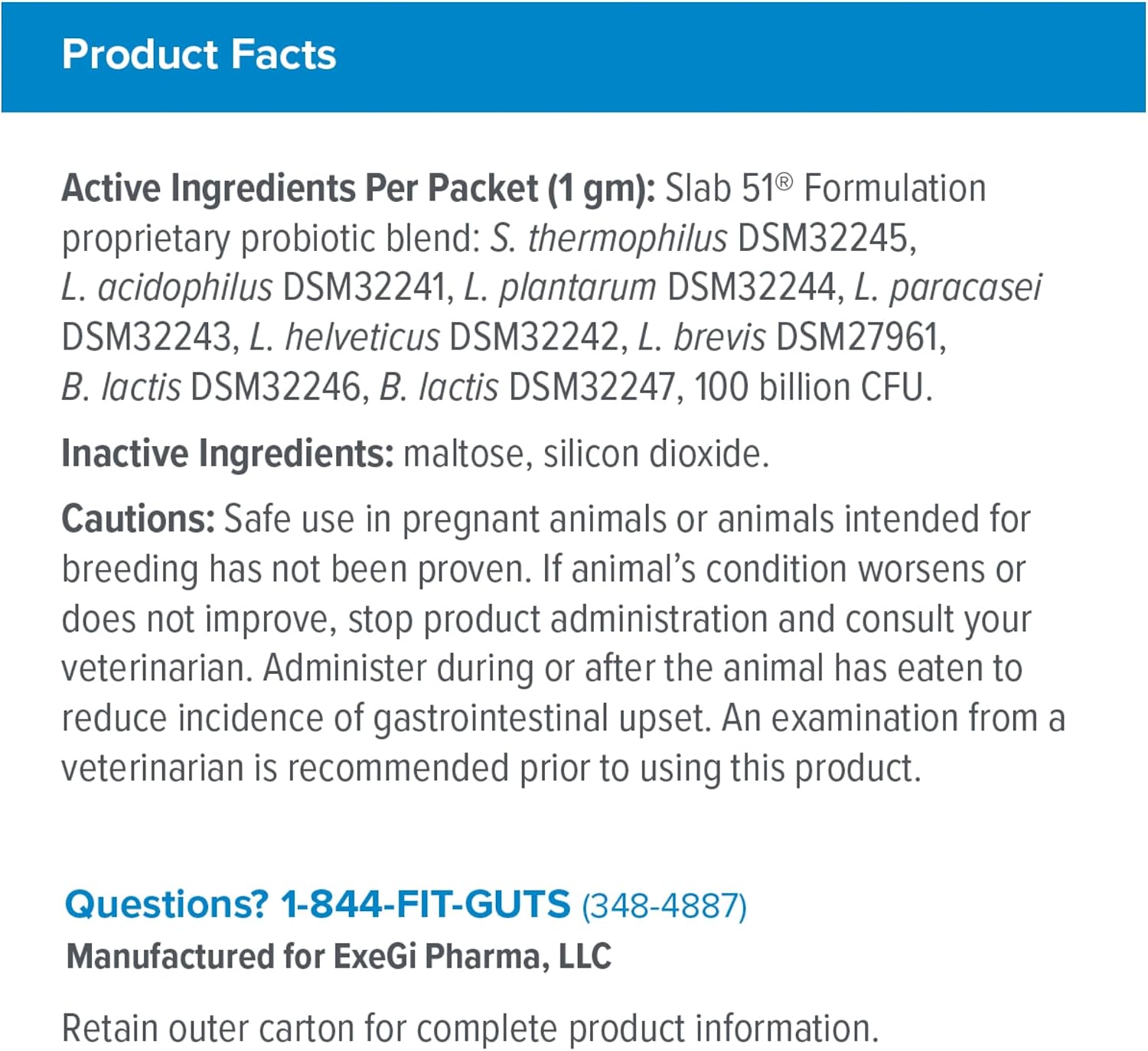 Visbiome® Vet Constipation Care Probiotic for Cats, 100B CFU, 30 Packets | Veterinarian Recommended, Slab51® Formulation, Multi-Strain, Refrigerated Probiotics, Weight-Based Dosing