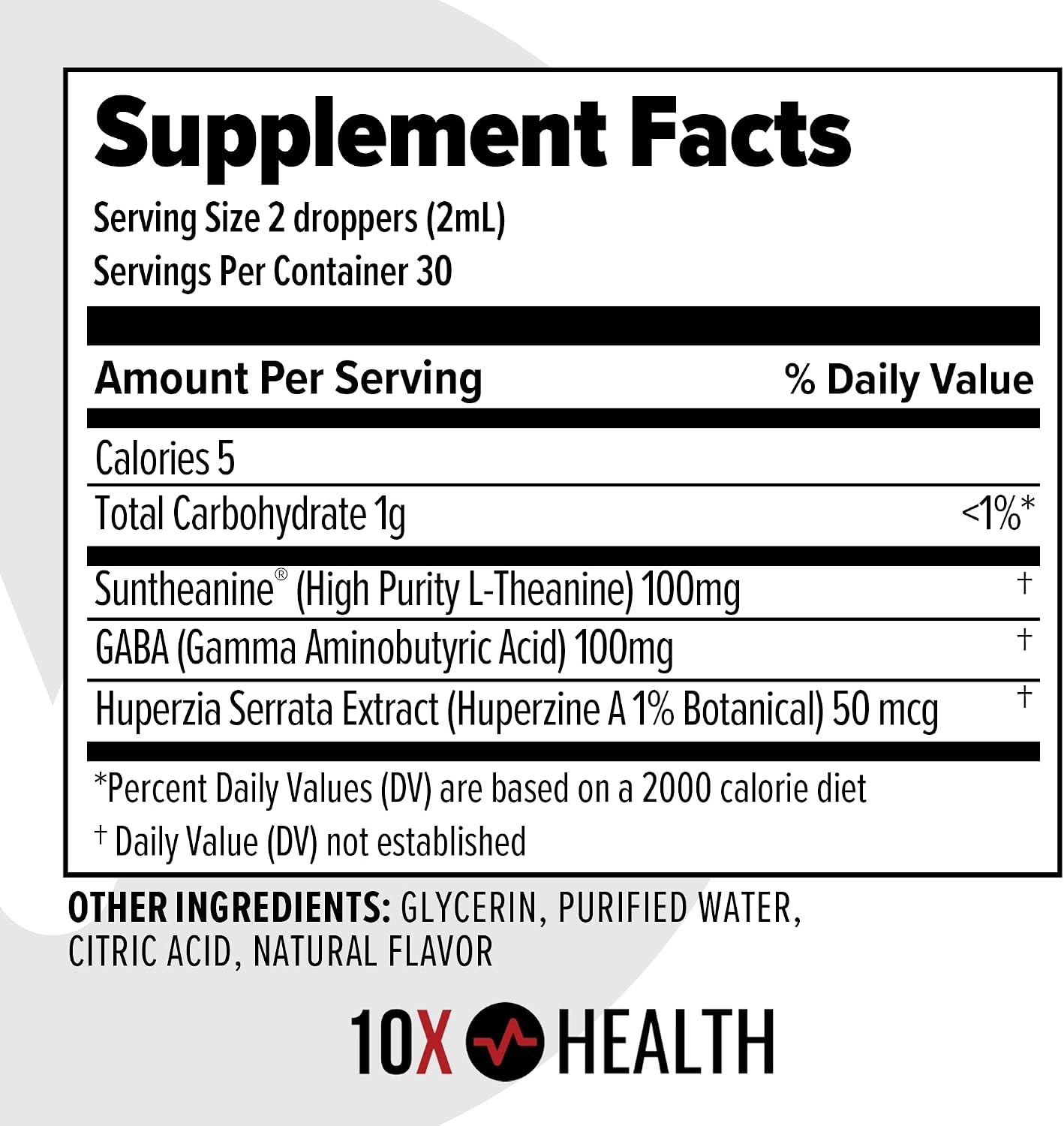 10X Health Calm Drops - 100mg, 2.03 Fl Oz | Gaba Supplements: 100mg L-Theanine, Calm & Stress Support, Natural Flavor, 2.03 Fl Oz