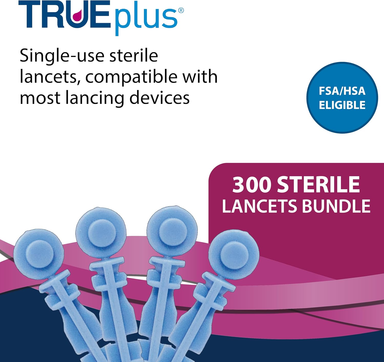 TRUEplus Single-Use Sterile Lancets Bundle, 28G, 300 Pack | Blood Lancets (Sterile, 28G, 4 cm total length) and TRUEplus Log Book, Supplies for Blood Glucose Testing at Home