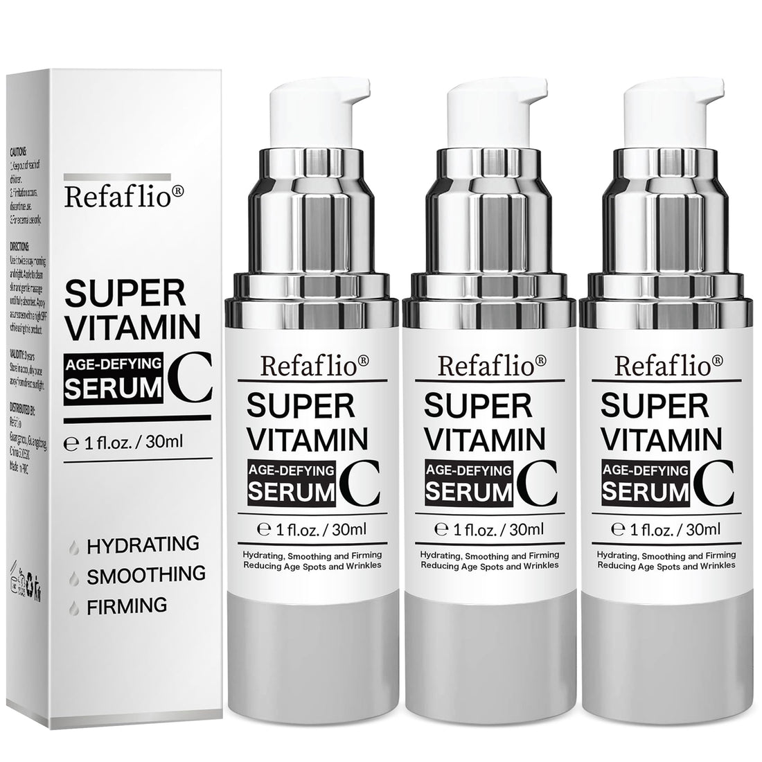 Super Vitamin C Serum for Women over 70, Rapid Anti Aging Cream, Face Lift Cream, Hydrates, Softens, Lifts and Firms, Fights Wrinkles, Advanced Super Serum C 3PCS. (90ml) RefaflioBuy Supplements Australia