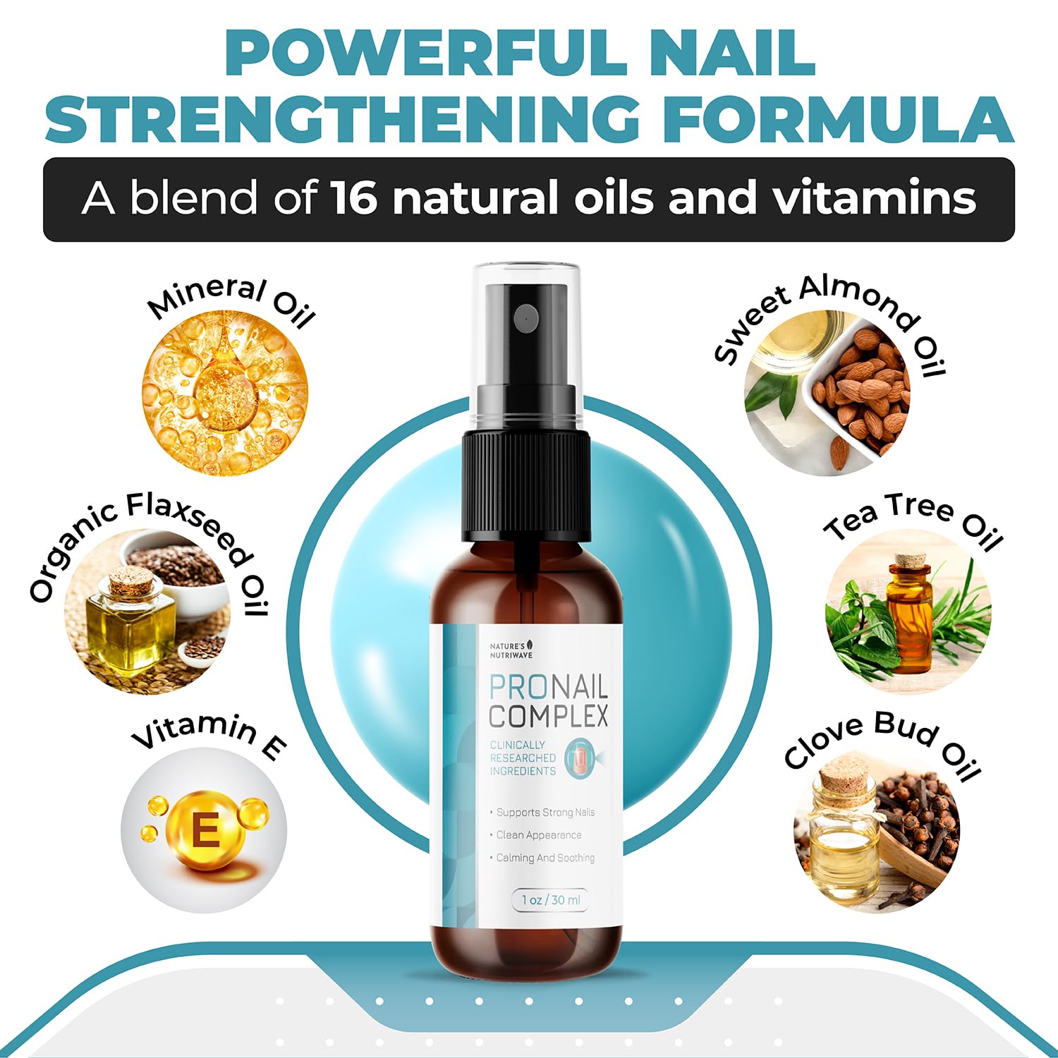 Pronail Complex Spray – Botanical Nail Formula, USA Made – 1 Month Supply | Topical spray for toe & fingernails, botanical | Original extra-strength formula | Fast, no-touch application