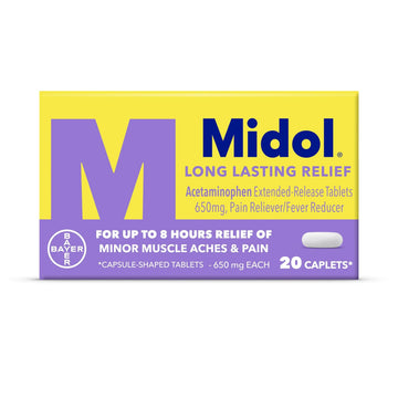 Midol Long Lasting Relief 20ct: Midol Long Lasting Relief, Menstrual Symptom Reliever & Fever Reducer, Caplets with Acetaminophen for Menstrual Pain Relief - 20 Count (Packaging May Vary) MidolBuy Supplements Australia