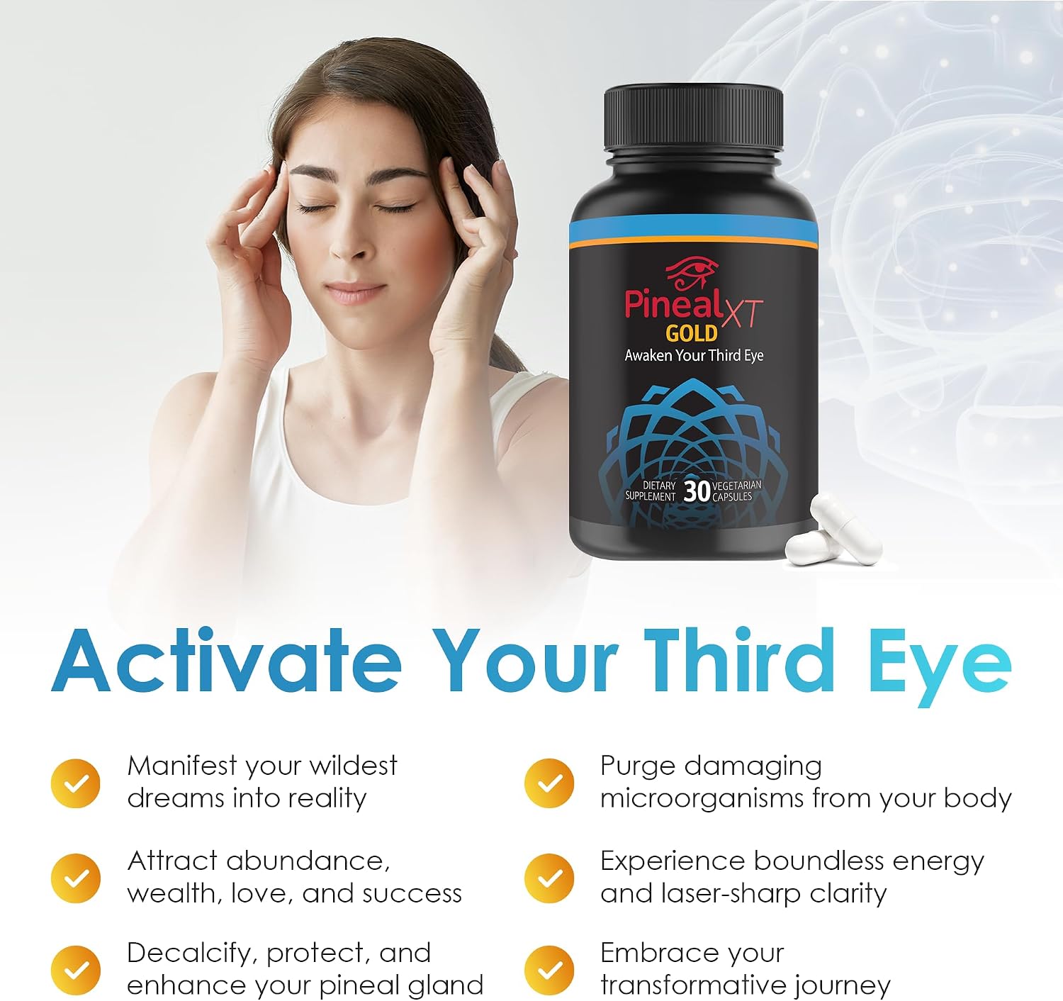 Pineal Gland Supplements - Decalcify & Activate Your Pineal Gland - Brain Supplements for Focus, Memory, and Third Eye Activation