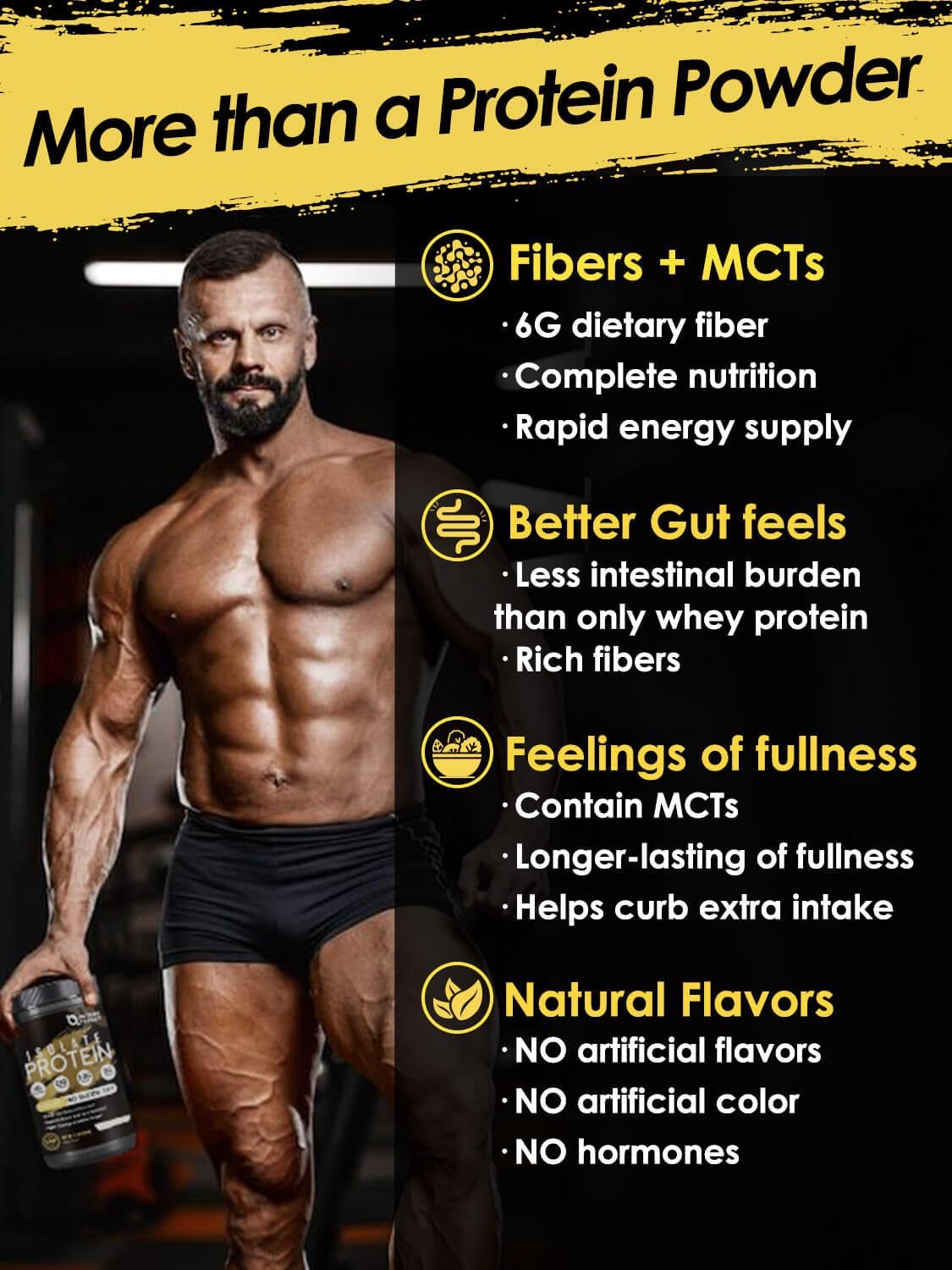 NATURE TARGET Unflavored Protein Powder, Whey & Pea Blend, 16 Servings | 24g Protein, Whey Protein Isolate, with MCTs, Mixes in Hot Coffee & Foods, No Bloating, Scoop Included, Gluten-Free