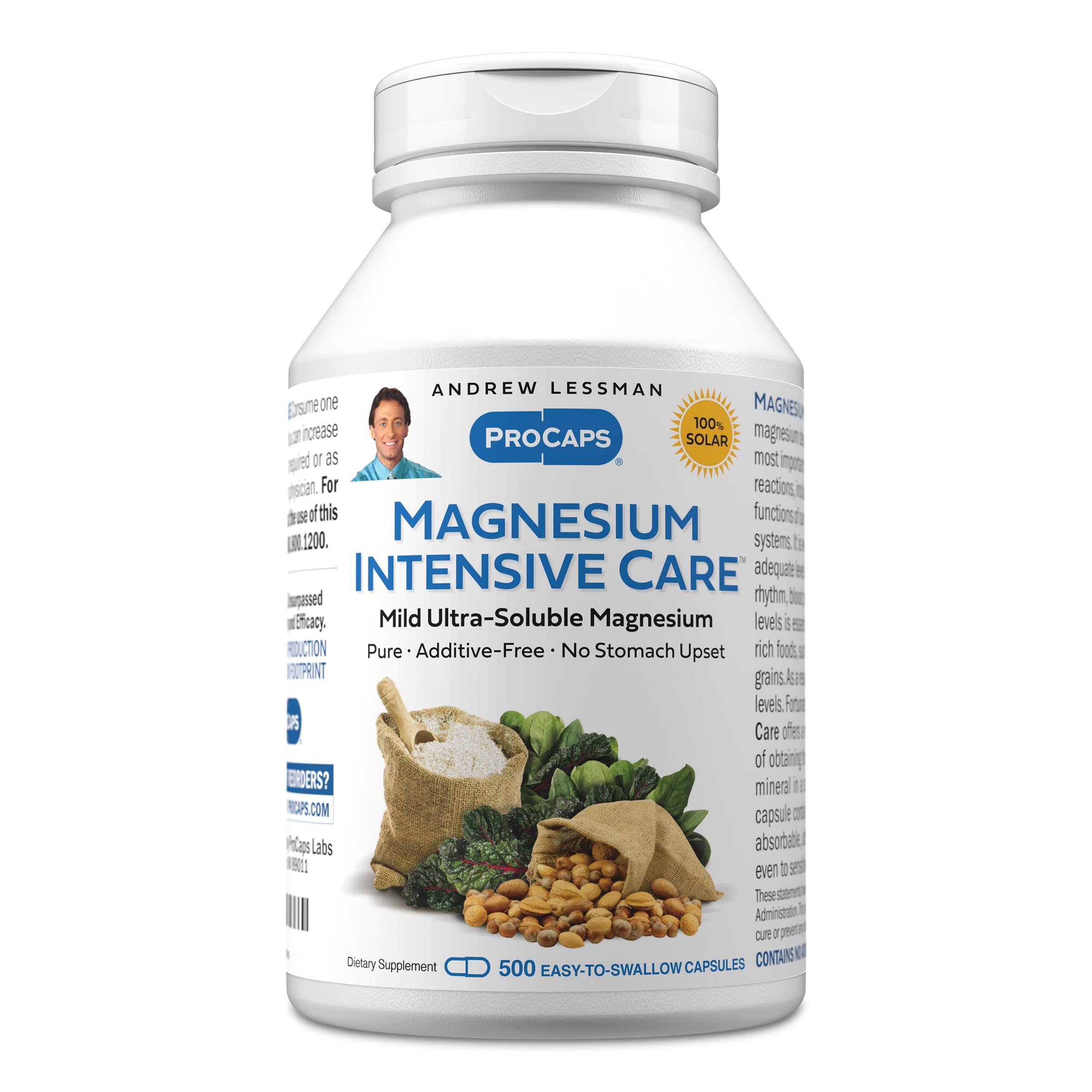 Andrew Lessman ProCaps Magnesium Intensive Care 200 mg 250 Capsules | 200 mg highly absorbable Magnesium blend. Gentle on sensitive stomachs with no additives, sodium or gluten.