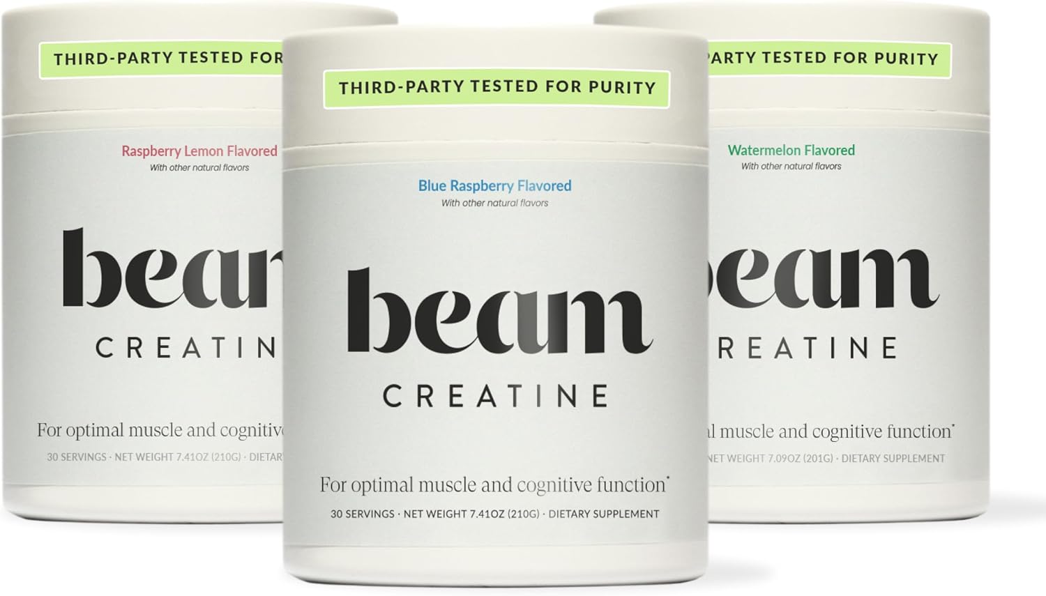 BEAM Creatine Flavor Bundle – Raspberry Lemon, Blue Raspberry & Watermelon – Micronized Creatine Monohydrate Powder for Muscle Strength, Growth, Power, Endurance & Recovery – Third-Party Tested