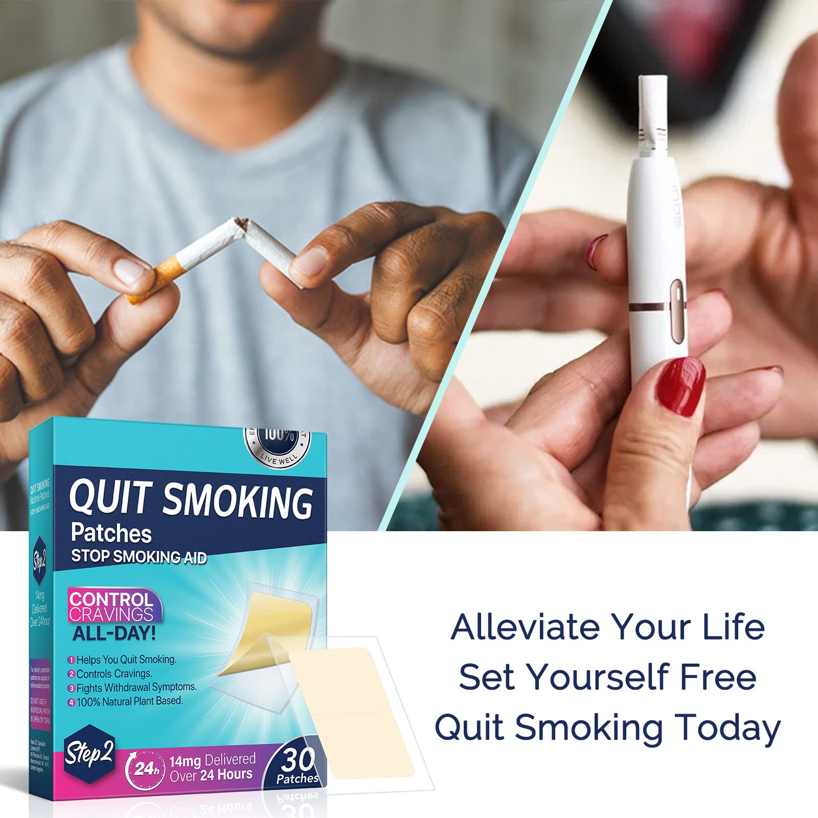 Step 2 Quit Smoking Patches, 14mg Stop Smoking Aids Patches, 30 Count Quit Smoking Stickers that Work with 2 Weeks, Helping Quit Patch, Easy & Effective Anti-Stickers NenMaoKeNu buy supplements Au