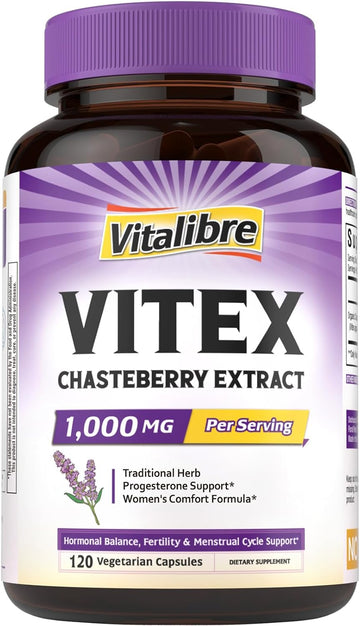 Organic Vitex Chasteberry Supplement for Women, Hormone Balance, Fertility Support, Healthy Menstrual Cycle, Vegan, 120 Capsules