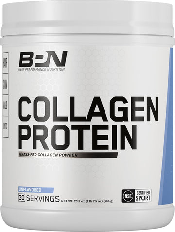 BARE PERFORMANCE NUTRITION, BPN Collagen Protein, Grass-Fed Bovine Collagen Peptides, Unflavored | 20g of Protein Per Serving, Supports Strong Joints, Healthy Skin, Hair & Nails