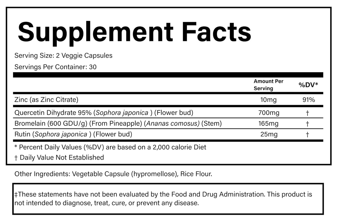 Bottle of Pure Quercetin supplement on a white background