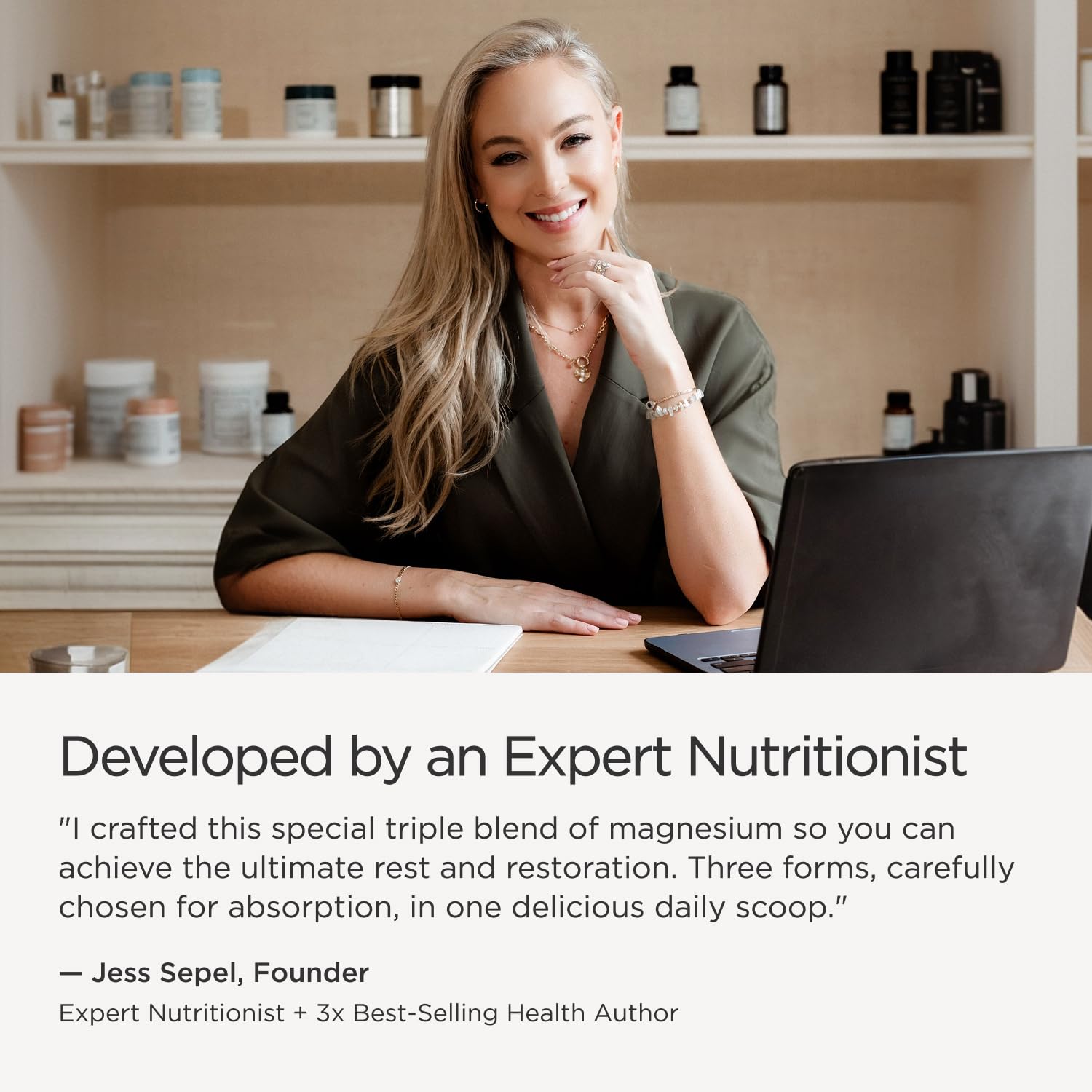 JSHealth Magnesium Supplement for Sleep. 400mg Triple-Form Glycinate | Made with Citrate, Amino Acid Chelate Developed By Nutritionist Jessica Sepel