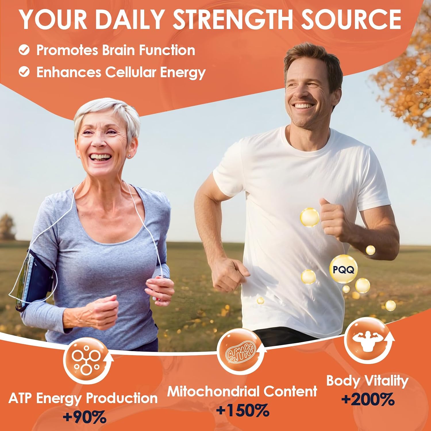NATURE TARGET Ubiquinol CoQ10 200mg with PQQ & Turmeric, 120 Count | High Absorption Coenzyme Q10 with ALA & Black Pepper, Supports Antioxidant for Brain Health, Energy Production