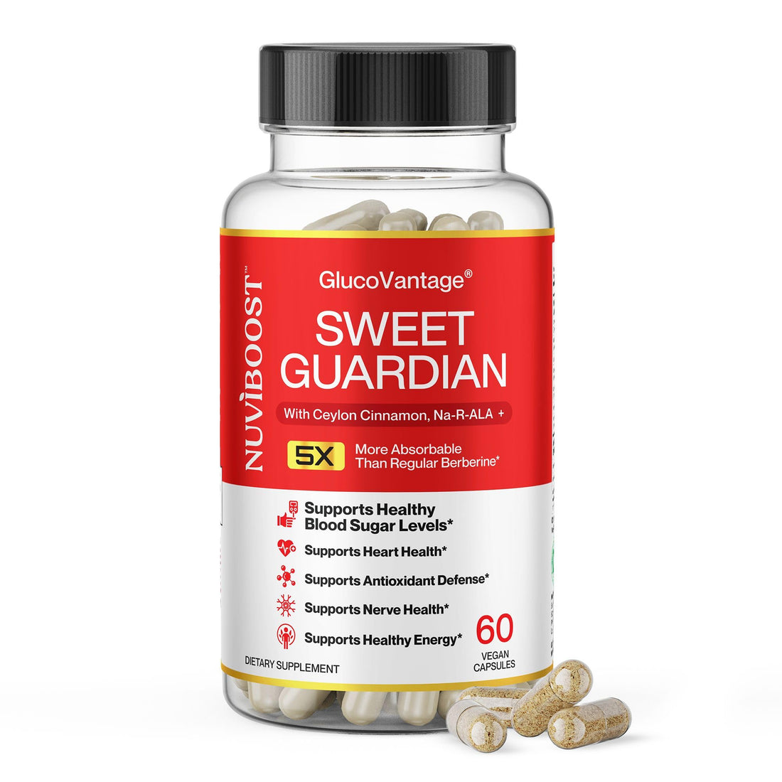 NUVIBOOST Super Dihydroberberine (GlucoVantage®) 200mg with Ceylon Cinnamon, Alpha Lipoic Acid, Selenium, Gymnema Sylvestre, Benfotiamine and Others for Overall Immunity. NUVIBOOSTBuy Supplements Australia