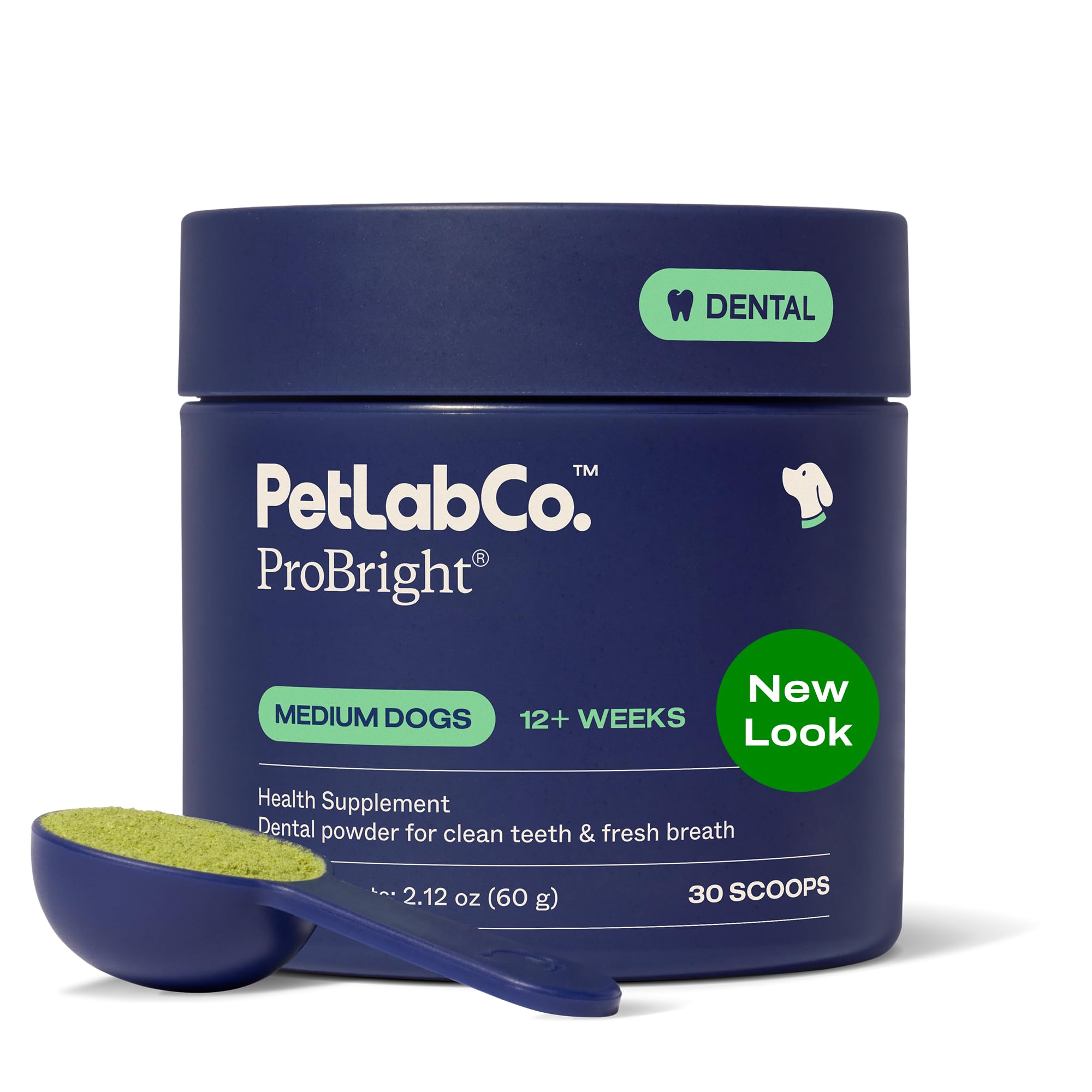 PetLab Co. ProBright Dental Powder for Small Dogs, 30 Scoops | Brown algae, green tea and probiotics in one easy daily scoop to support tartar and fresh breath