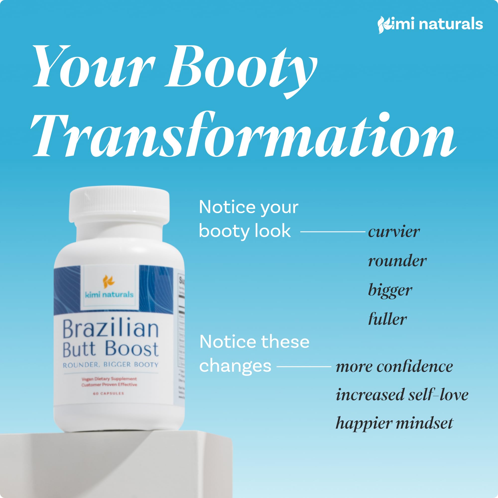 Kimi Naturals Butt Enhancer Pills - Tightening and Butt Lifting Supplements for Bigger Booty and Curvy Hips - Fast Growth Bum Enhancement 60 Capsules KIMIBuy Supplements Australia