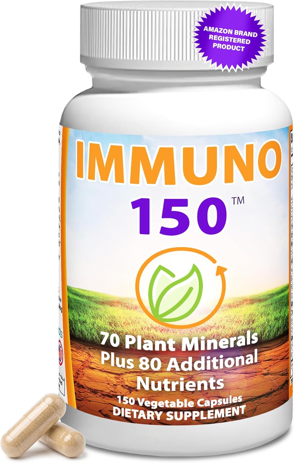 Immuno 150, Immune Support Supplement, 150 Vegetable Capsules | Packed with 70 Plant Minerals, 13 Essential Vitamins and 68 Additional Nutrients-- Immune Boost for All Age Groups
