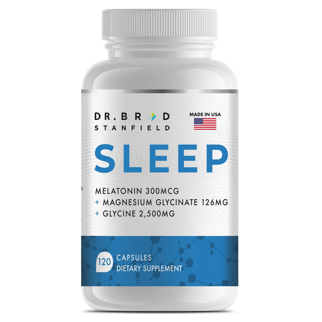 Dr Brad Stanfield Melatonin 300mcg + Magnesium Glycinate 126mg + Glycine 2,500mg for Sleep (120 Count, 30 Servings) Dr Brad StanfieldBuy Supplements Australia