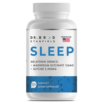 Dr Brad Stanfield Melatonin 300mcg + Magnesium Glycinate 126mg + Glycine 2,500mg for Sleep (120 Count, 30 Servings) Dr Brad StanfieldBuy Supplements Australia
