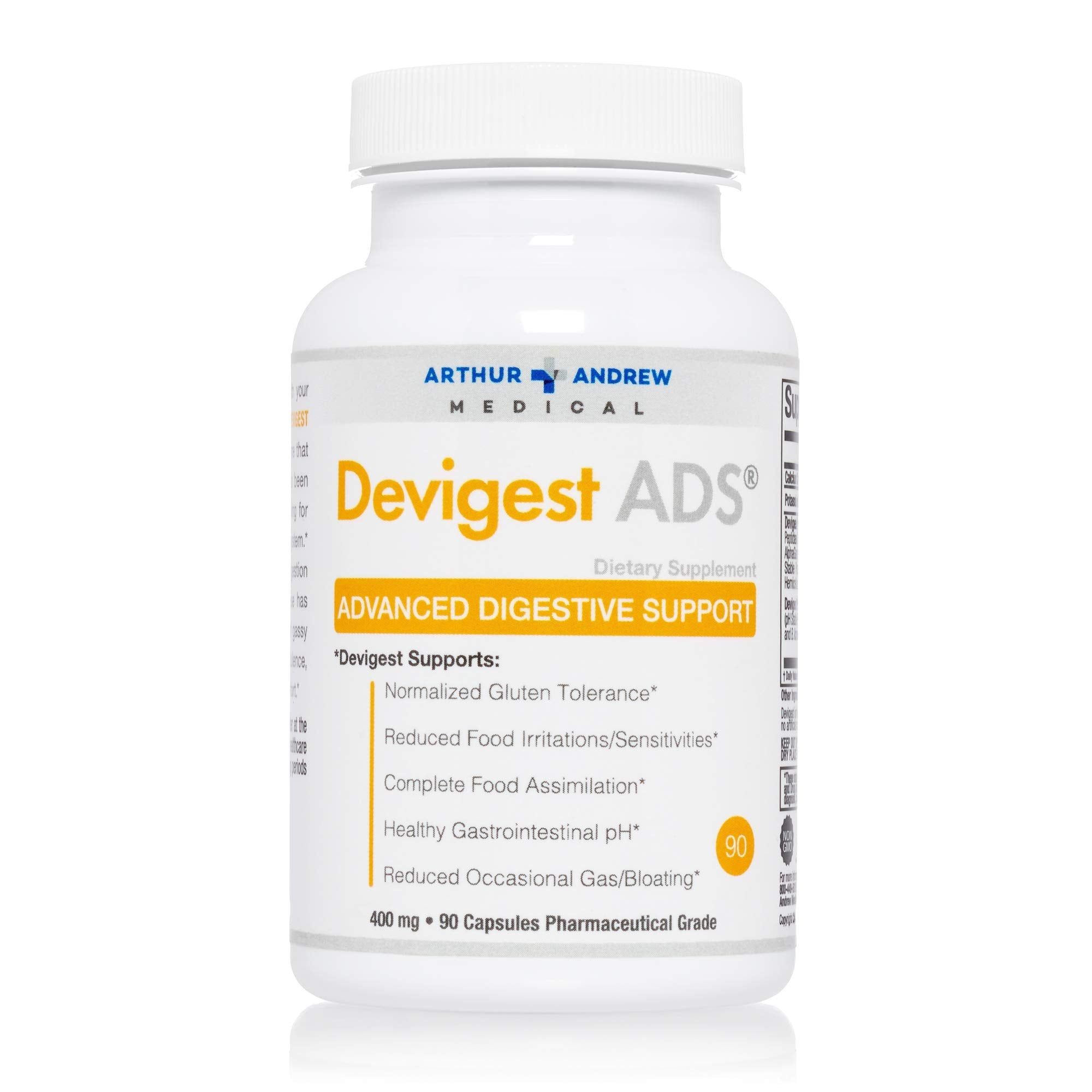 Arthur Andrew Medical - Devigest ADS, Advanced Digestive Support, Relief for Lactose Intolerance and Casein Sensitivities, Vegan, Non-GMO, 180 Capsules | Advanced Digestive Support, Relief For Lactose, Gluten, & Dairy Intolerance, & Casein Sensitivities,