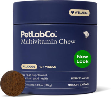 PetLab Co. 22-in-1 Multivitamin Chews for Dogs, Pork Flavor | 22 vitamins and minerals in one daily soft chew to support immune health, energy, skin, coat and overall wellbeing