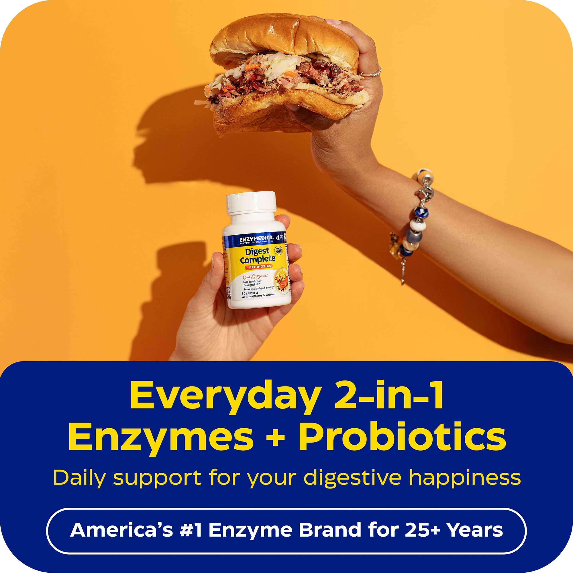 Enzymedica Digest Complete + Probiotics - Digestive Enzyme Supplement for Women & Men, Enzyme and Probiotic Capsules for Digestion, Gut Health Support, Helps Gas & Bloating, Vegetarian - 90 Caps