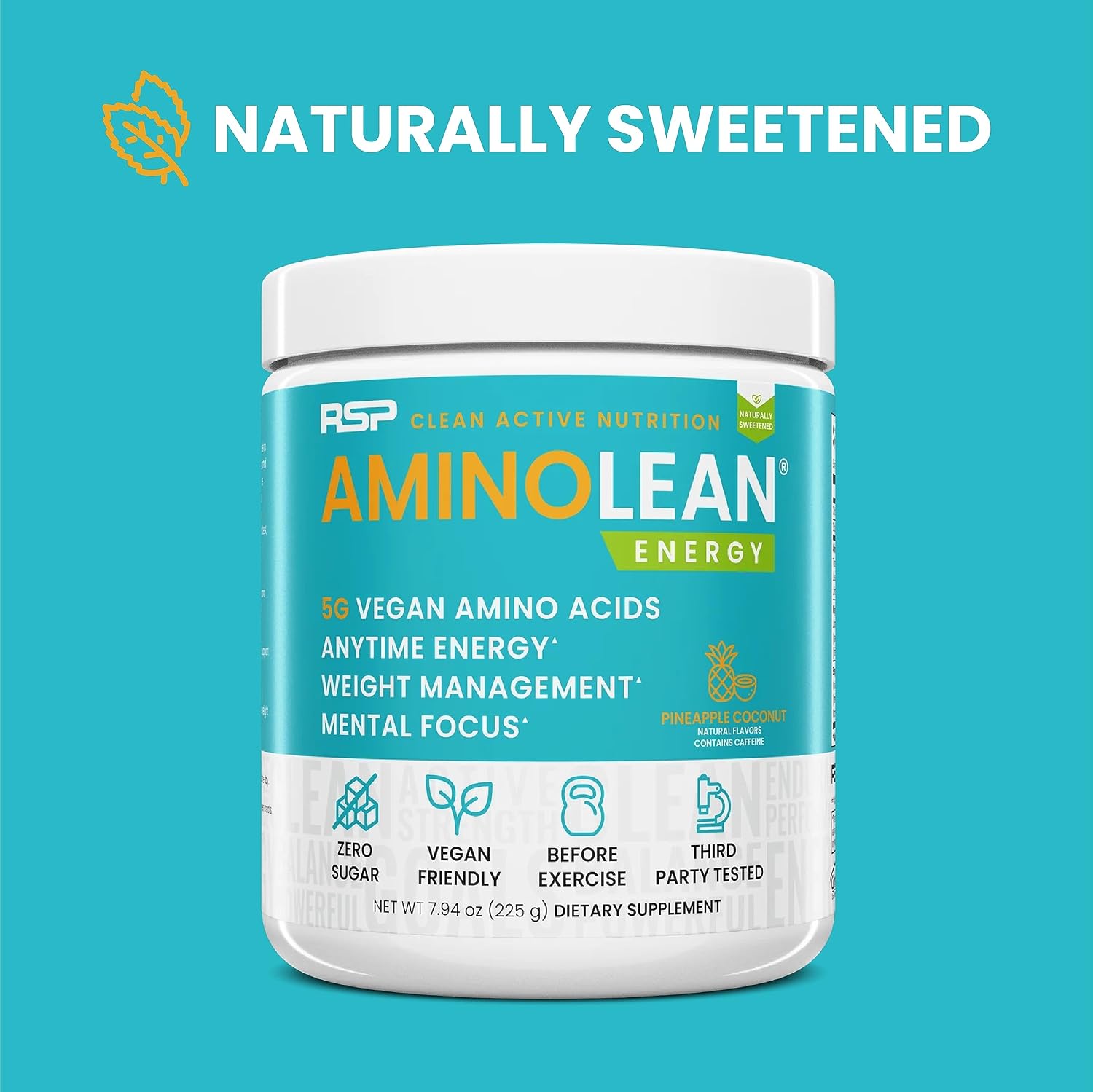 AminoLean Natural Pre Workout Powder & Amino Energy with Vegan BCAA + EAA | Jitter-Free Amino Energy Preworkout with Amino Acids & Weight Management for Women & Men - Naturally Sweetened, Vegan