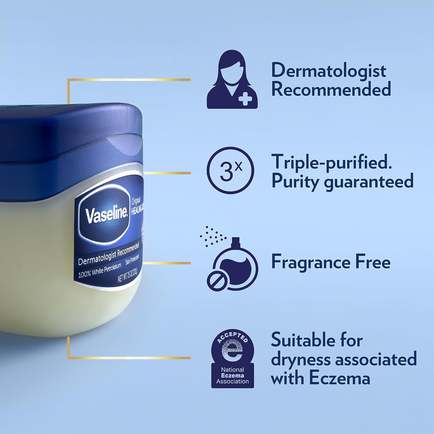 Vaseline Original Petroleum Jelly Variety Pack, 2 Sizes (7.5 Oz & 1.75 Oz) – Hypoallergenic Skin Protectant, Unscented Healing Ointment for Beauty & Personal Care