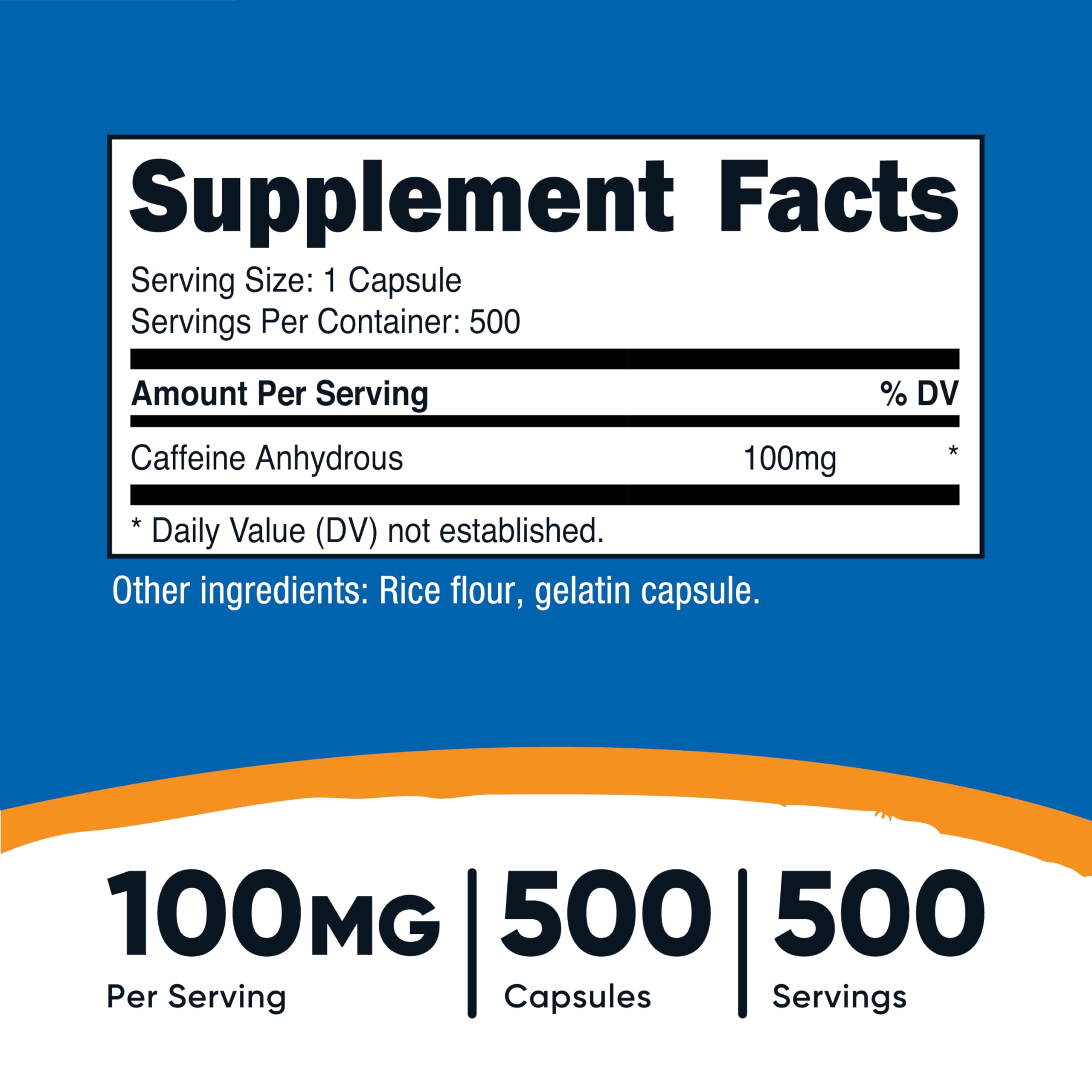 Nutricost Caffeine Pills 100mg Per Serving, 250 Capsules