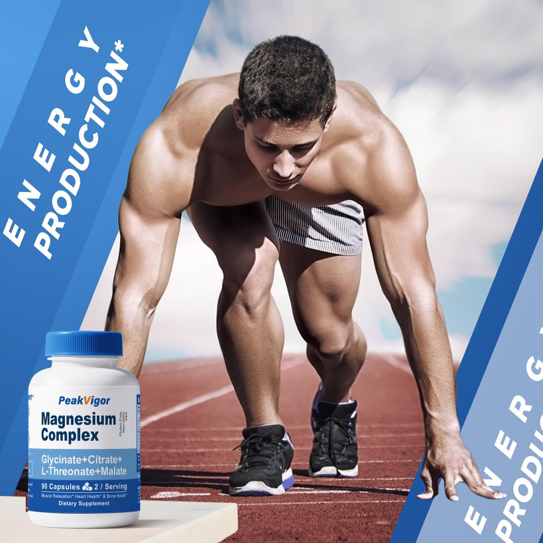 PeakVigor Magnesium Complex supplement bottle with blue and white label