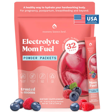 Mommy Knows Best Mom Fuel Electrolyte Drink Mix for Moms, Hydration Support - for Pregnancy, Prenatal, Electrolytes + Trace Minerals, Lactation Drink Mix Supplement (32 Count)