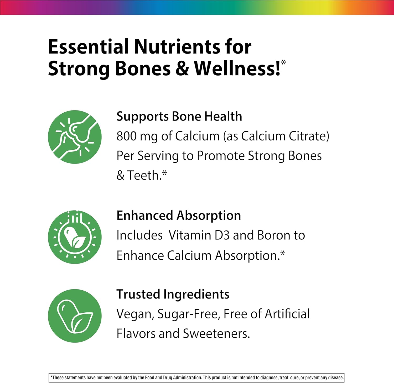 Rainbow Light Calcium Citrate Mini Tablets + | 120 Count | Superior Calcium Absorption | Vegan D3, Boron & Real Food Nutrients | Supplement for Men and Women