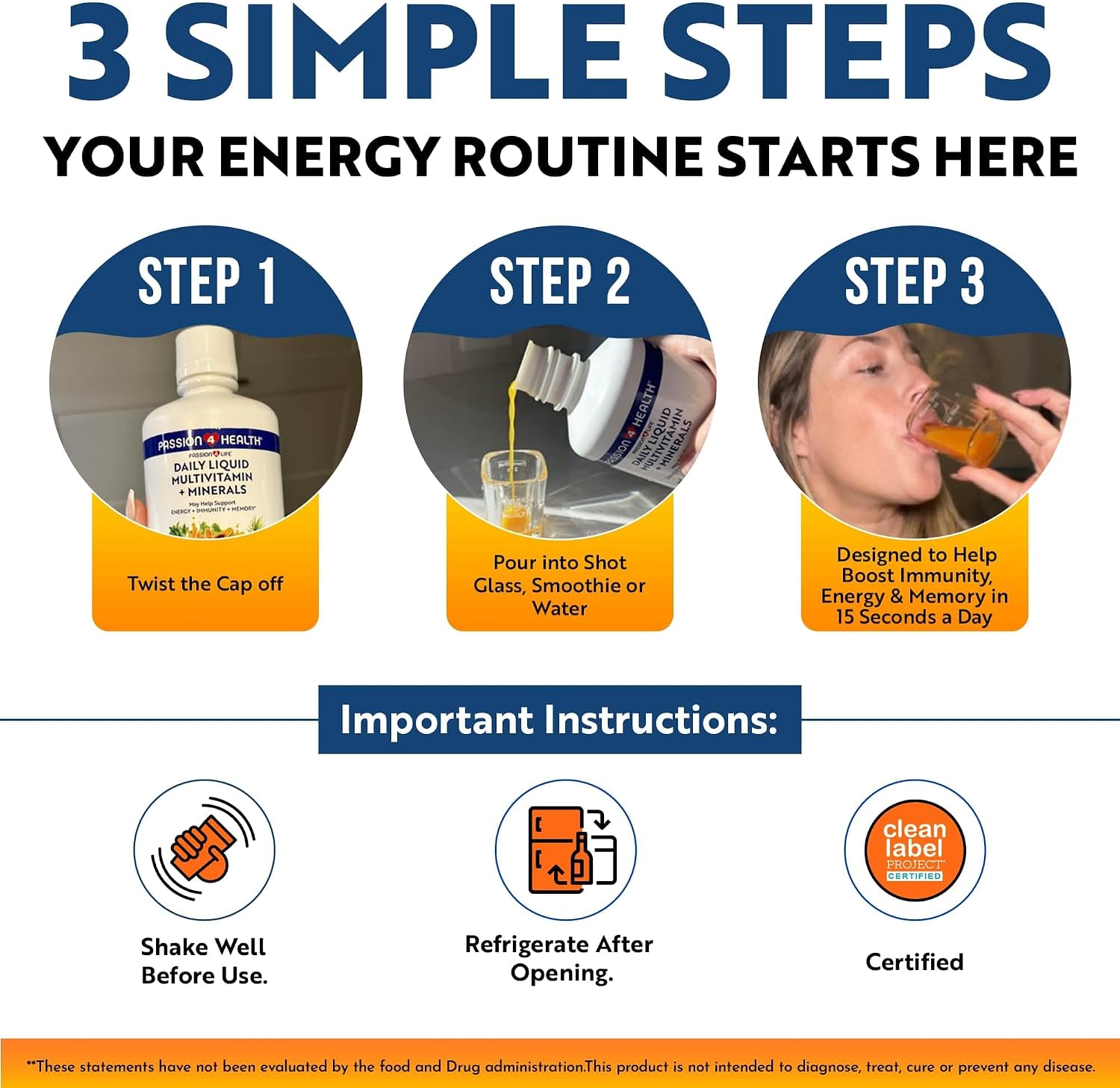 Passion 4 Life Daily Liquid Multivitamin + Minerals - Over 100 Premium Ingredients for the Whole Family - Trace Minerals and Amino Acids for All Ages