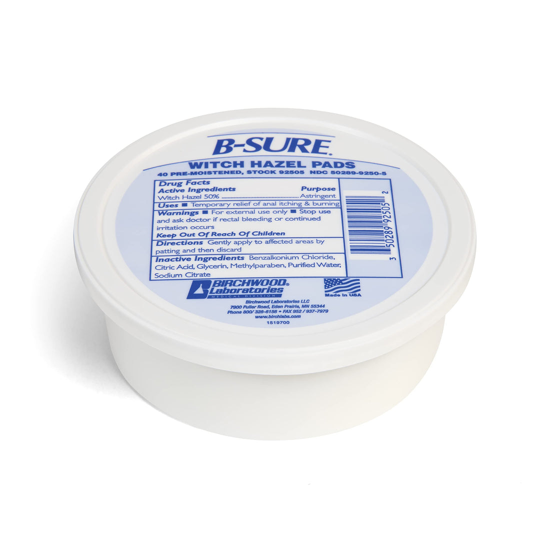 B-Sure Pre-Moistened Witch Hazel Pads, 40 Count B-SureBuy Supplements Australia