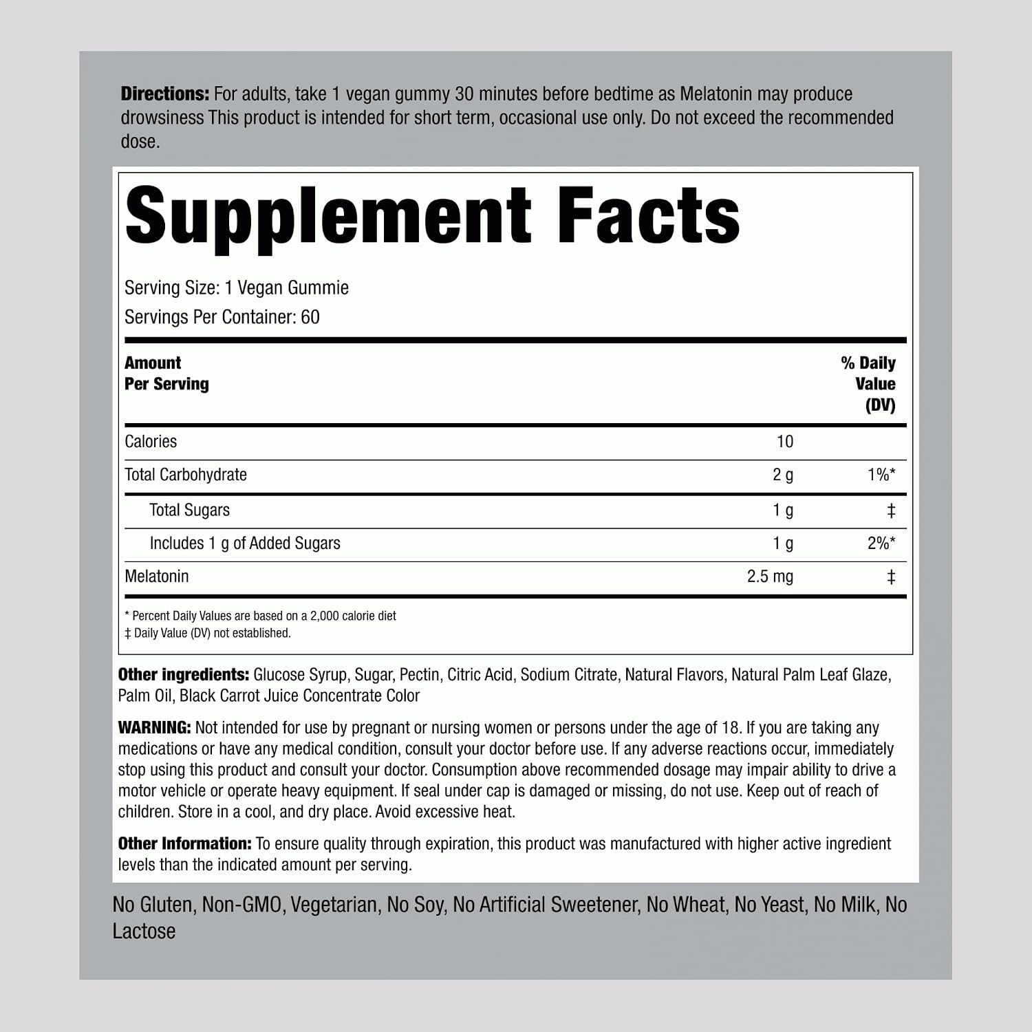Piping Rock Melatonin Gummies 2.5 mg | 60 Count | Strawberry Flavor Gummy | Vegan, Non-GMO, Gluten Free Supplement