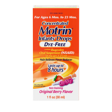 Infants’ Motrin Infant Ibuprofen Oral Suspension Concentrated Drops, NSAID Fever Reducer & Pain Reliever for Babies, Dye Free, Alcohol-Free, Berry Flavor, Includes Enclosed Syringe, 1 fl. oz Infants' Motrin buy supplements Au