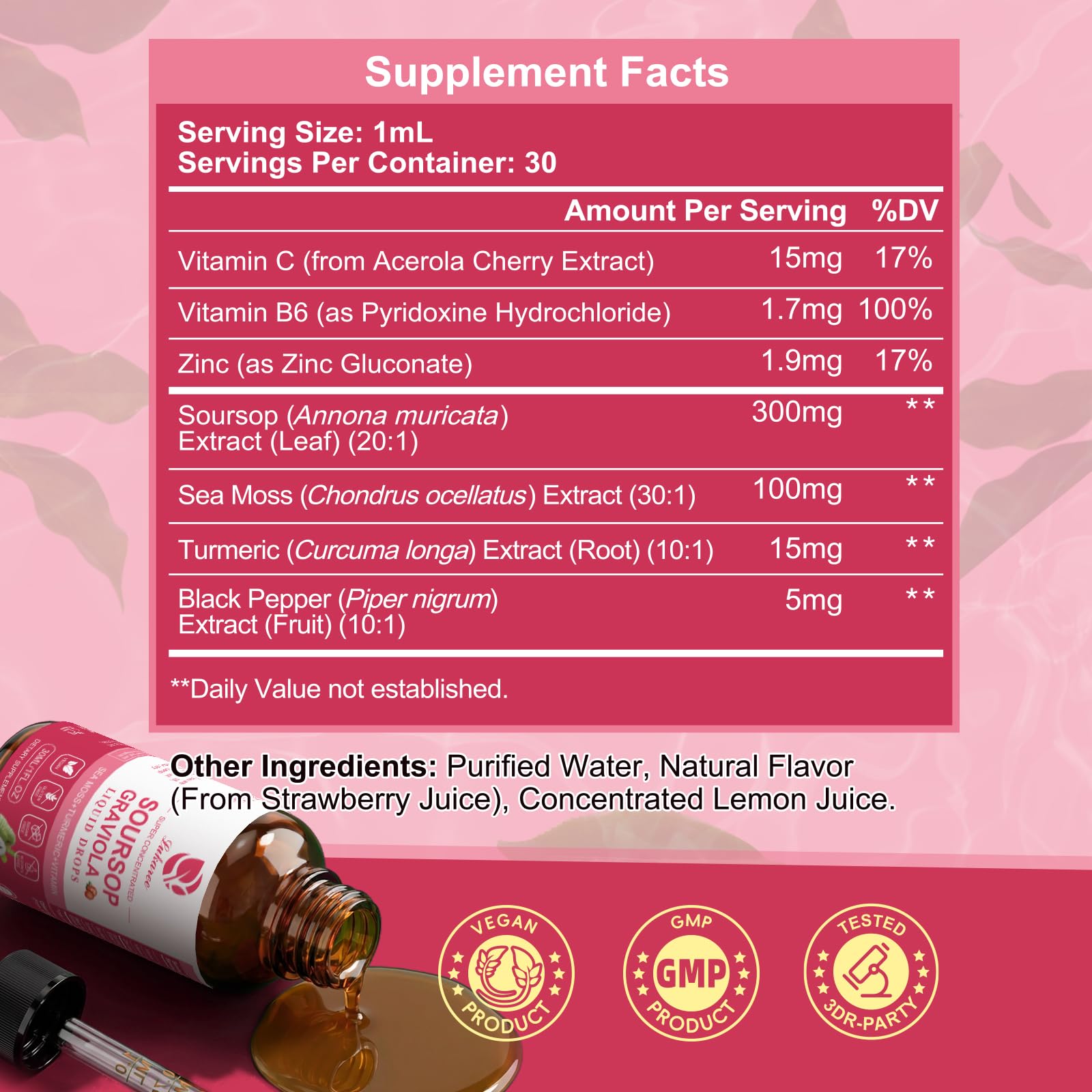 (2 Pack)Whole Soursop Graviola Leaf Extract Liquid Drop with Irish Sea Moss | Herbal Soursop Bitters Liquid for Cell Support & Regeneration, Immunity and Gut Health丨Vegan, Non-GMO, Natural Flavor,1 Fl Oz