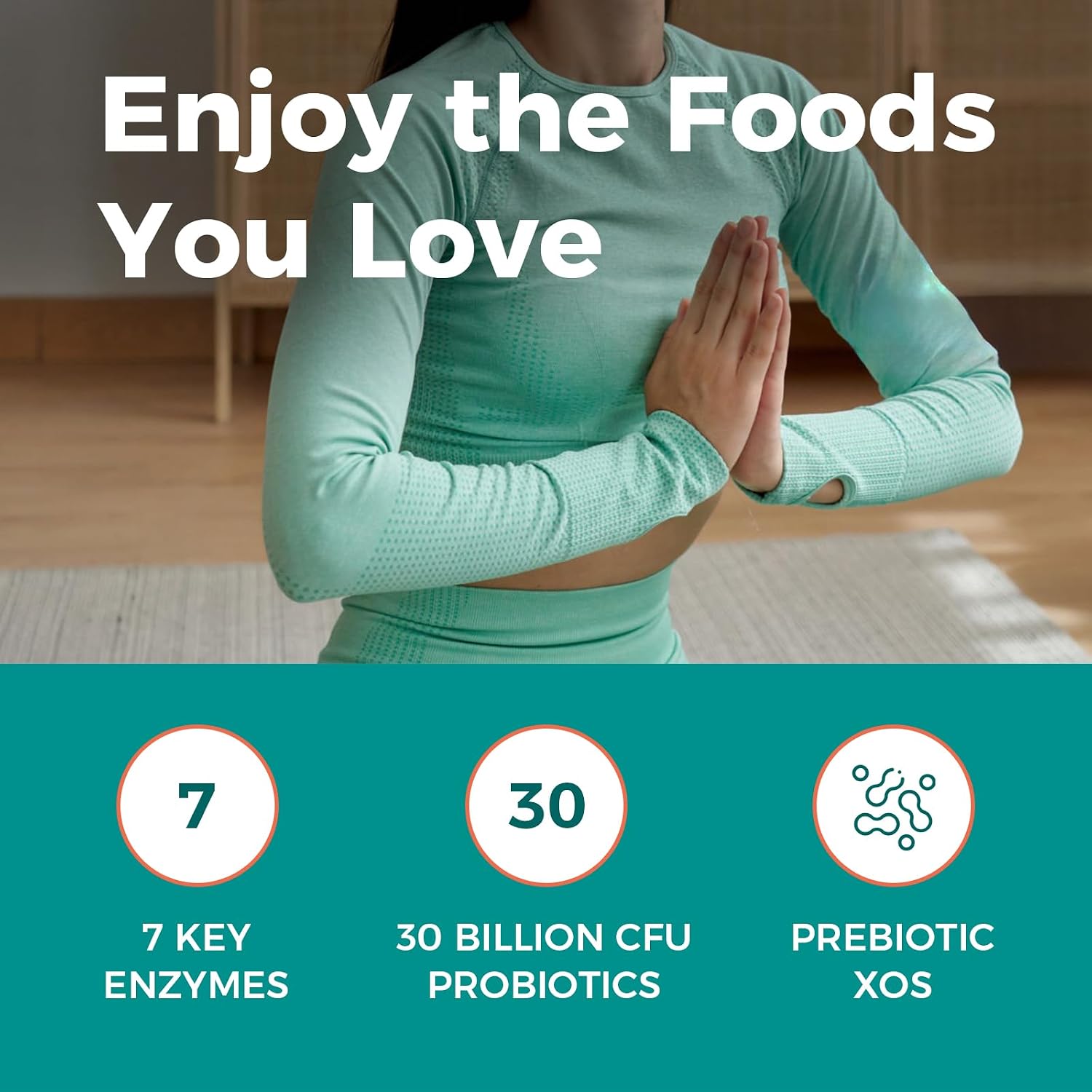 NewRhythm Digestive Enzymes 245 mg, with Probiotics and Prebiotics, Plant Based, 7 Key Enzymes, Digestion, Nutrient Absorption, Protease Amylase & Lipase, 60 Vegan Capsules
