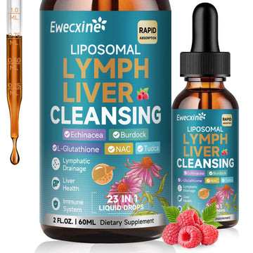 Liposomal Lymphatic Drainage & Liver Cleanse Drops, 23-in-1 with Echinacea, NAC, TUDCA, L-Glutathione, Burdock for Lymph, Liver Detox & Repair, Immune Support, Raspberry Flavor, 2 fl oz Supplement Ewecxine buy supplements Au