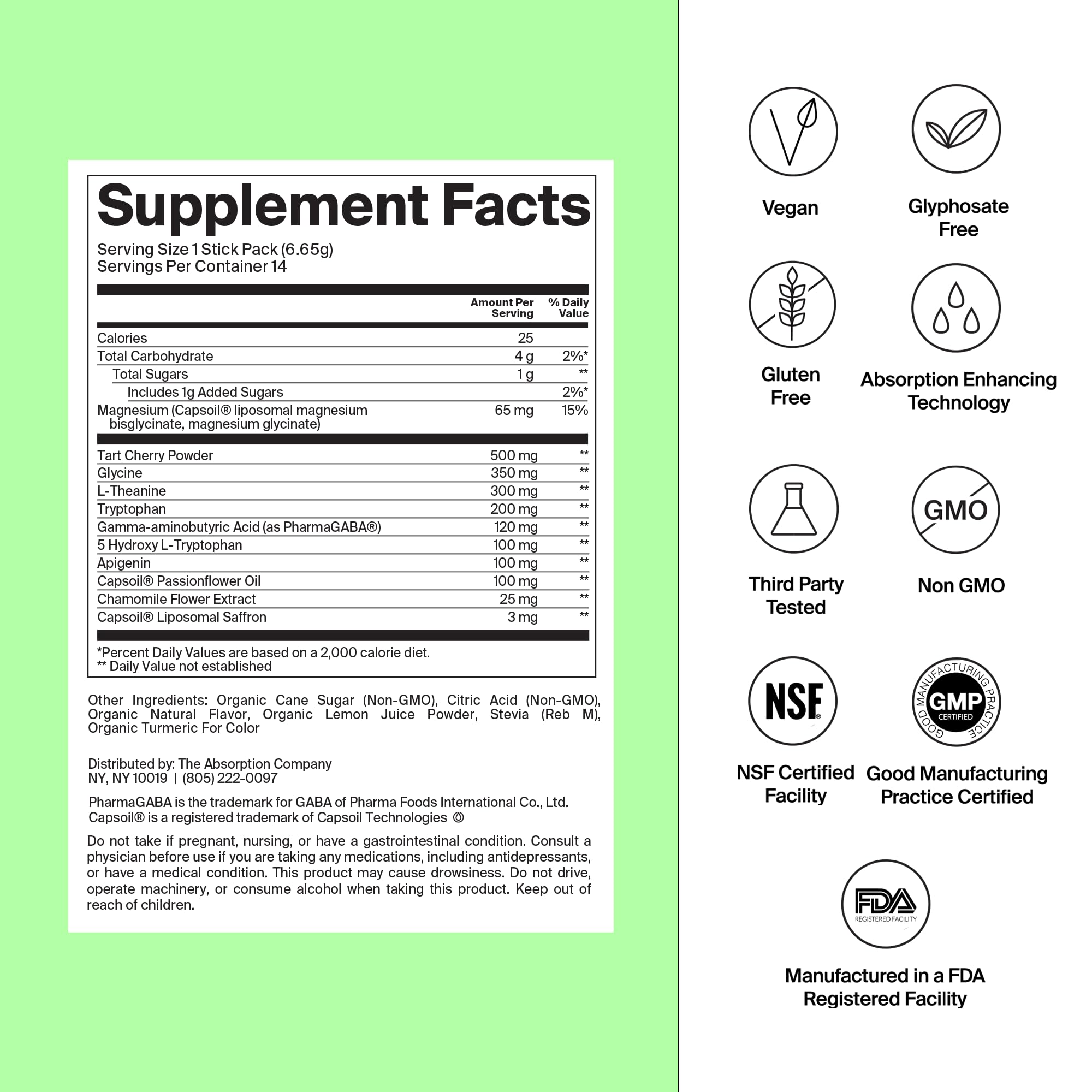 The Absorption Company Sleep Aid Powder - Calming Drink Mix Packets - 7PK