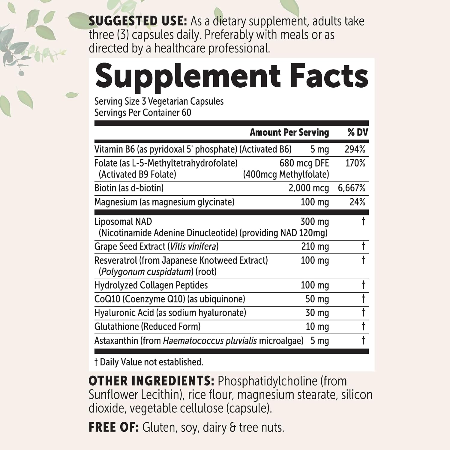 Micro Ingredients Liposomal NAD+ for Women Complex, 180 Veggie Capsules | NMN Pathway Supplement | 12-in-1 Advanced NAD Formula with Resveratrol, Hyaluronic Acid, Glutathione, & Collagen