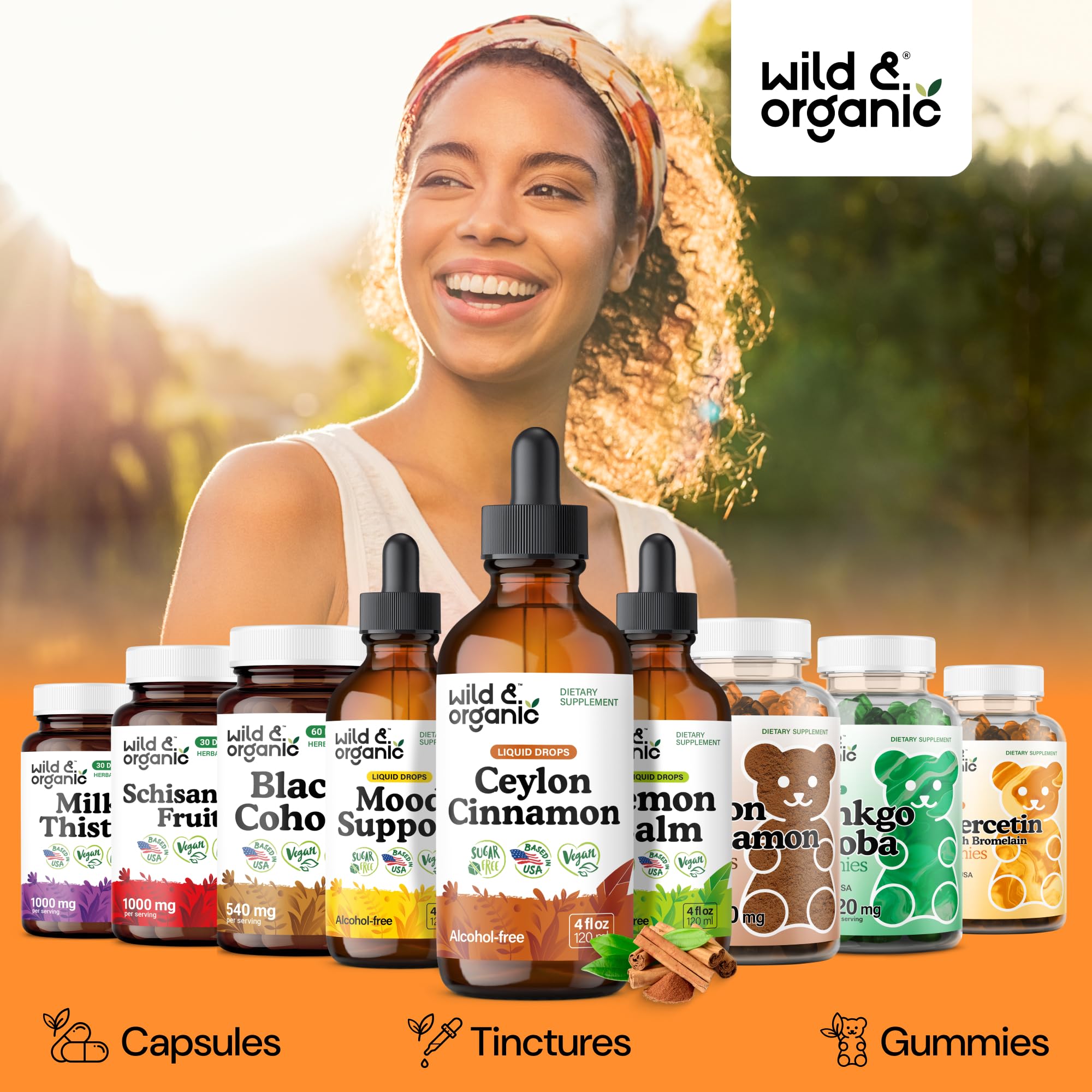 Wild & Organic Ceylon Cinnamon Supplements 500mg - Antioxidant Support - Ceylon Cinnamon Drops - Add to Tea Liquid Extract - Cinnamomum Verum Bark - Unflavored, Sugar & Alcohol-Free Tincture - 4 fl oz